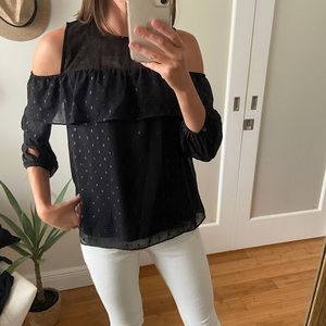 Cold Shoulder/Ruffle Detail Blouse